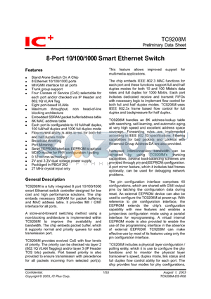 TC9208M-DS-R06 datasheet - 8-Port 10/100/1000 Smart Ethernet Switch