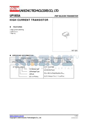 UP1855A datasheet - HIGH CURRENT TRANSISTOR