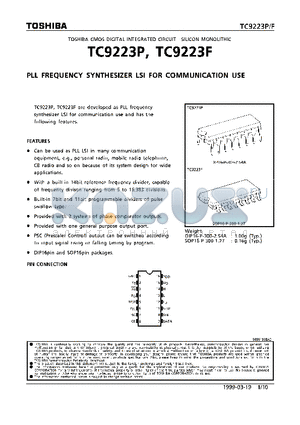 TC9223P datasheet - PLL FREQUENCY SYNTHESIZER LSI FOR COMMUNICATION USE