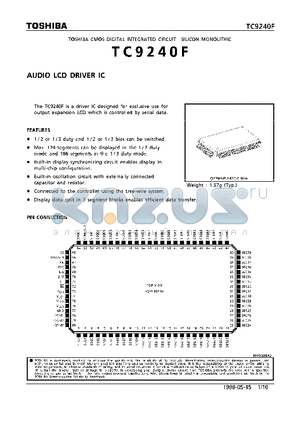 TC9240F datasheet - AUDIO LCD DRIVER IC