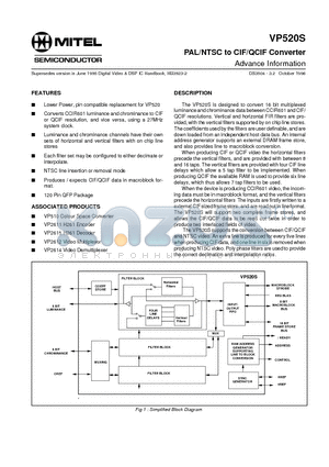 VP520 datasheet - PAL/NTSC to CIF/QCIF Converter