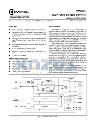 VP520SCG datasheet - PAL/NTSC to CIF/QCIF Converter