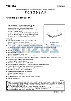 TC9263 datasheet - CD SINGLE-CHIP PROCESSOR