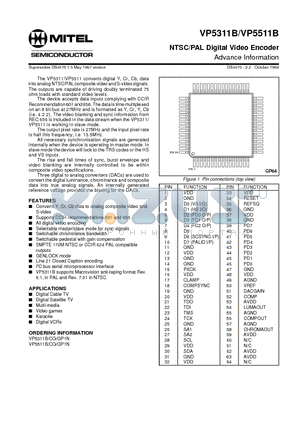 VP5311CG datasheet - NTSC/PAL Digital Video Encoder