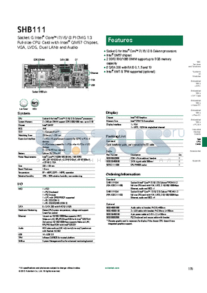 SHB111 datasheet - 6 SATA-300 with RAID 0, 1, 5 and 10