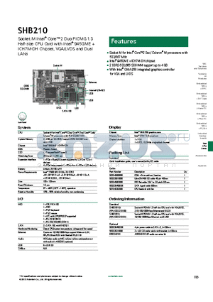 SHB210 datasheet - 2 DDR2-533/665 SODIMM support up to 4 GB