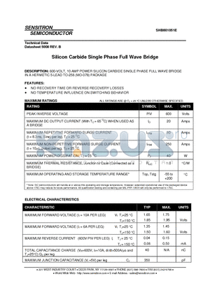 SHB601051E datasheet - Silicon Carbide Single Phase Full Wave Bridge