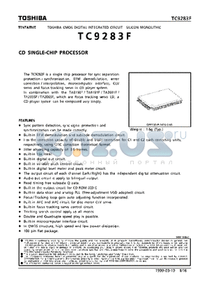 TC9283F datasheet - CD SINGLE-CHIP PROCESSOR