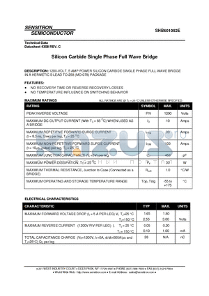 SHB601052E_08 datasheet - Silicon Carbide Single Phase Full Wave Bridge