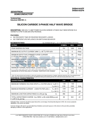 SHB601052FP datasheet - SILICON CARBIDE 3-PHASE HALF WAVE BRIDGE