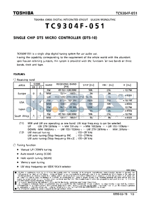 TC9304F-051 datasheet - SINGLE CHIP DTS MICRO CONTROLLER