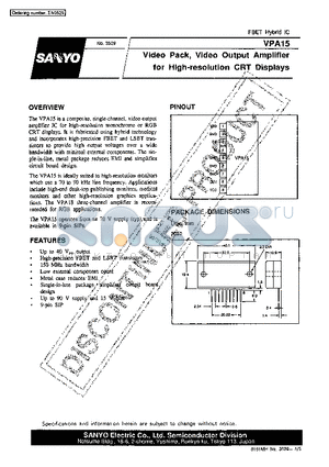 VPA15 datasheet - VIDEO PACK, VIDEO OUTPUT AMPLIFIER FOR HIGH-RESOLUTION CRT DISPLAYS