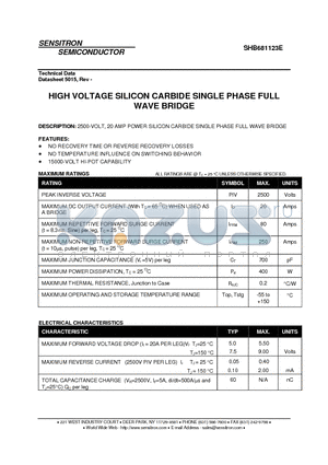 SHB681123E datasheet - HIGH VOLTAGE SILICON CARBIDE SINGLE PHASE FULL WAVE BRIDGE