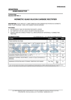 SHB645052E datasheet - HERMETIC QUAD SILICON CARBIDE RECTIFIER