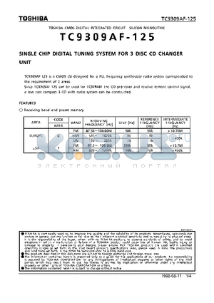 TC9309AF-125 datasheet - SINGLE CHIP DIGITAL TUNING SYSTEM FOR 3 DISC CD CHANGER UNIT