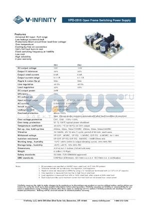 VPD-2515 datasheet - Open Frame Switching Power Supply