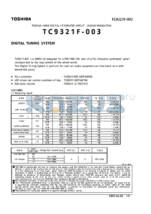 TC9321F-003 datasheet - DIGITAL TUNING SYSTEM