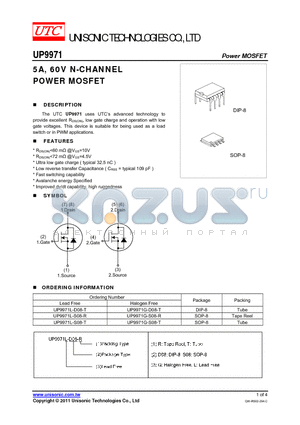 UP9971 datasheet - 5A, 60V N-CHANNEL POWER MOSFET