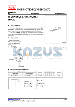 UP9972G-TA3-T datasheet - N-CHANNEL ENHANCEMENT MODE