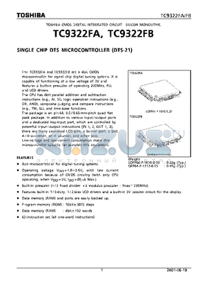 TC9322FB datasheet - SINGLE CHIP DTS MICROCONTROLLER