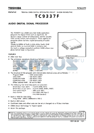 TC9337F datasheet - AUDIO DIGITAL SIGNAL PROCESSOR