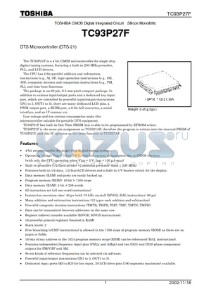 TC93P27F datasheet - TOSHIBA CMOS Digital Integrated Circuit Silicon Monolithic
