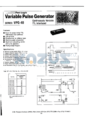 VPG-40 datasheet - Variable Pulse Generator