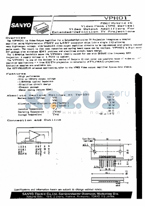 VPH01 datasheet - FBET Hybrid IC Video Pack (VPH Series) Video Output Amplifiers For Extended-Definition TV Projections