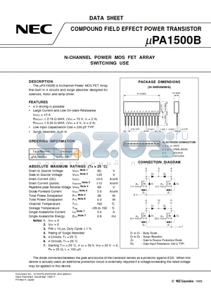 UPA1500 datasheet - N-CHANNEL POWER MOS FET ARRAY SWITCHING USE