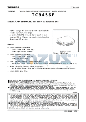 TC9456F datasheet - SINGLE CHIP SURROUND LSI WITH A BUILT-IN SRS