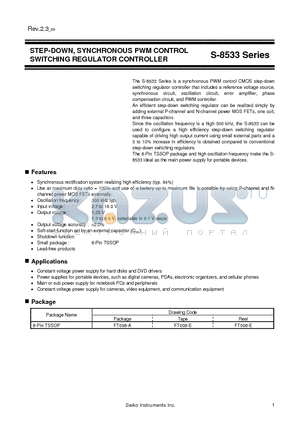 S-8533A15AFT-TB-G datasheet - STEP-DOWN, SYNCHRONOUS PWM CONTROL SWITCHING REGULATOR CONTROLLER