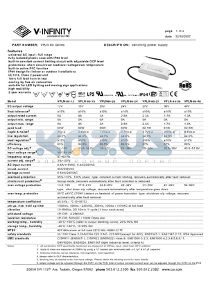 VPLN60-15 datasheet - switching power supply