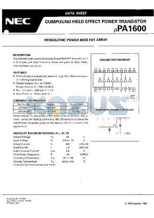 UPA1600 datasheet - MONOLITHIC POWER MOSFET ARRAY