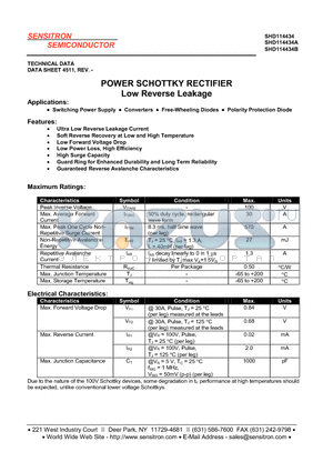 SHD114434 datasheet - POWER SCHOTTKY RECTIFIER LOW REVERSE LEAKAGE