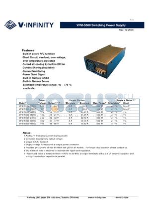 VPM-S500-05R datasheet - Switching Power Supply
