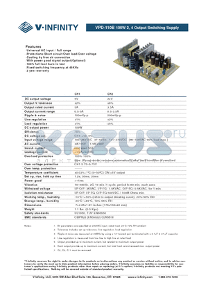 VPD-110B datasheet - 100W 2, 4 Output Switching Supply