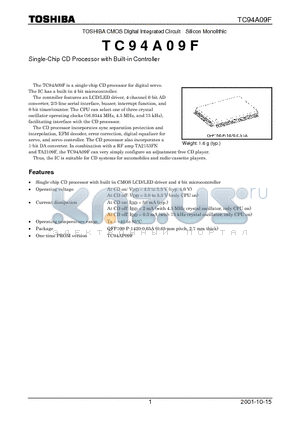 TC94A09F datasheet - Single-Chip CD Processor with Built-in Controller