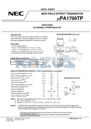 UPA1706TP datasheet - SWITCHING N-CHANNEL POWER MOSFET