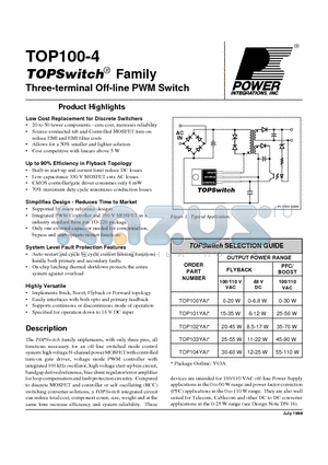 TOP104YAI datasheet - Three-terminal Off-line PWM Switch