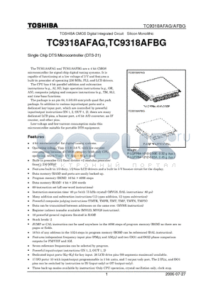 TC9318AFAG datasheet - Single Chip DTS Microcontroller (DTS-21)