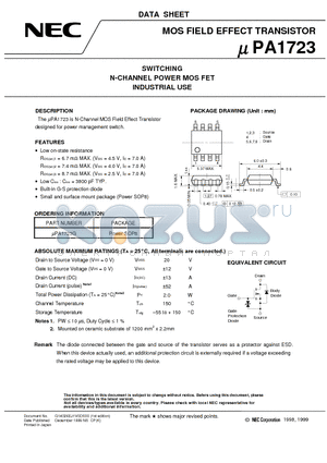 UPA1723 datasheet - SWITCHING N-CHANNEL POWER MOS FET INDUSTRIAL USE