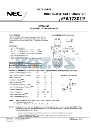 UPA1730TP datasheet - SWITCHING P-CHANNEL POWER MOSFET