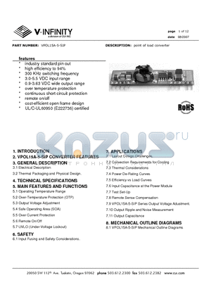 VPOL15A-5-SIP datasheet - point of load converter