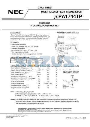 UPA1744TP datasheet - SWITCHING N-CHANNEL POWER MOSFET