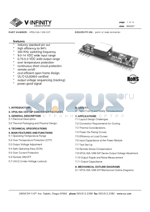 VPOL16A-12W-SIP datasheet - point of load converter