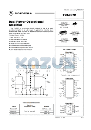 TCA0372DP1 datasheet - Dual Power Operational Amplifier