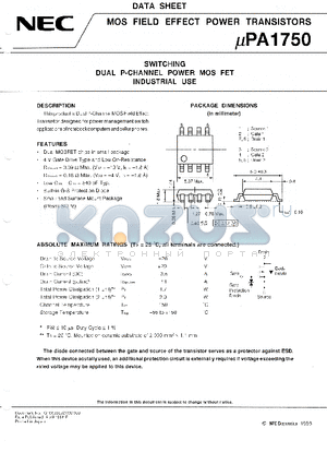 UPA1750 datasheet - Switching dual P-CHANNEL power mos fet industrial use