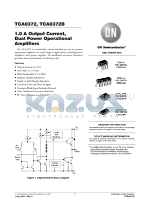 TCA0372DP2G datasheet - 1.0 A Output Current, Dual Power Operational Amplifiers