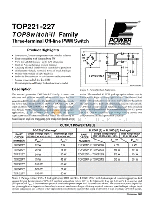 TOP224Y datasheet - Three-terminal Off-line PWM Switch