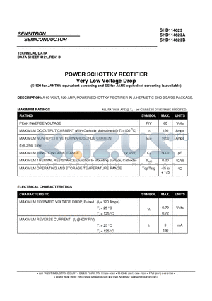 SHD114623 datasheet - POWER SCHOTTKY RECTIFIER Very Low Voltage Drop